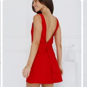 Hello Molly Red V-Neck Sleeveless Mini Sundress